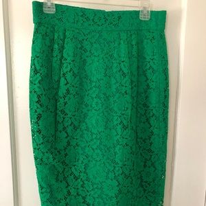 Emerald Green J.Crew Lace Pencil Skirt Sz. 6